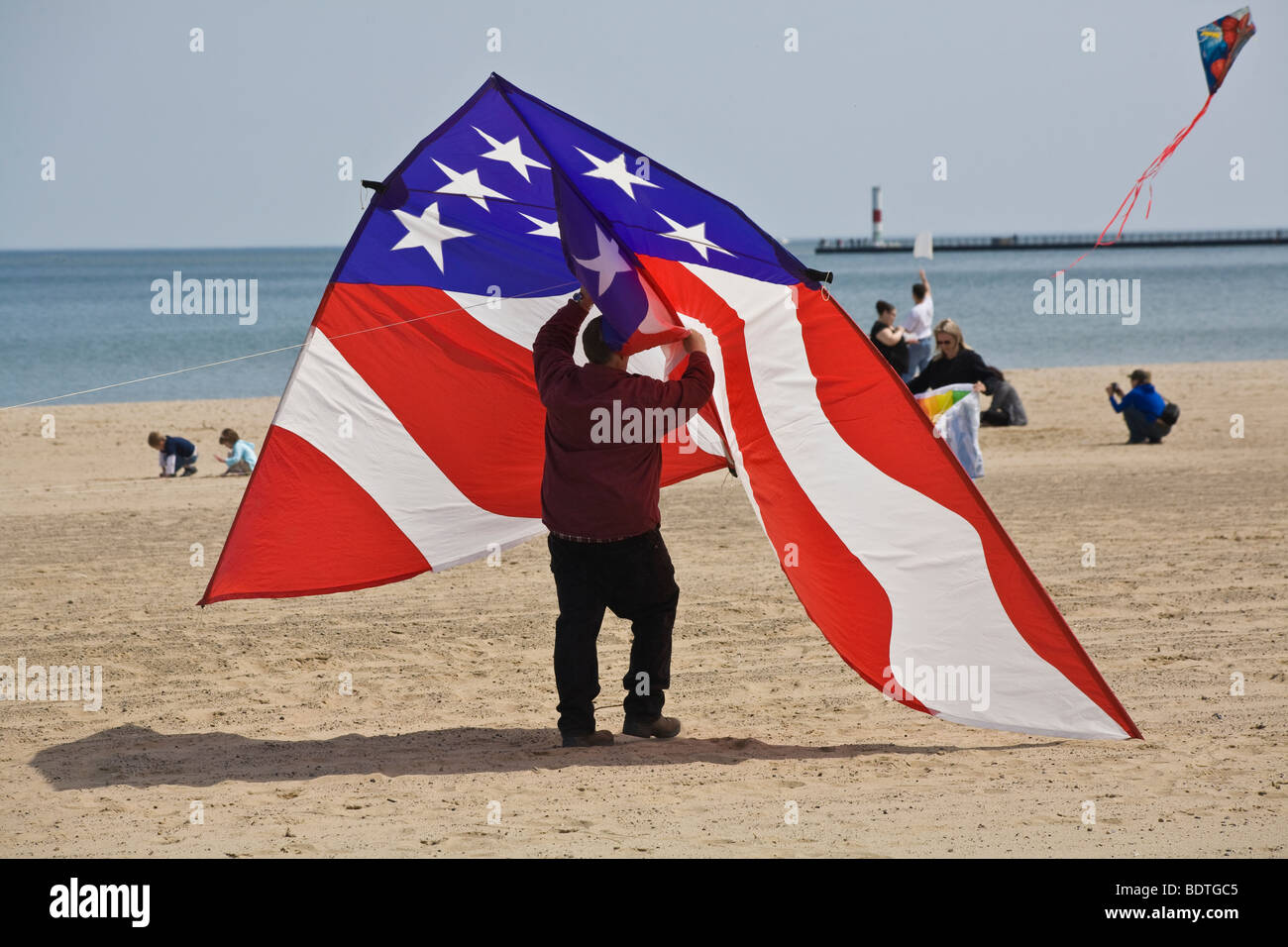 American flag kite on beach Stock Photo Alamy