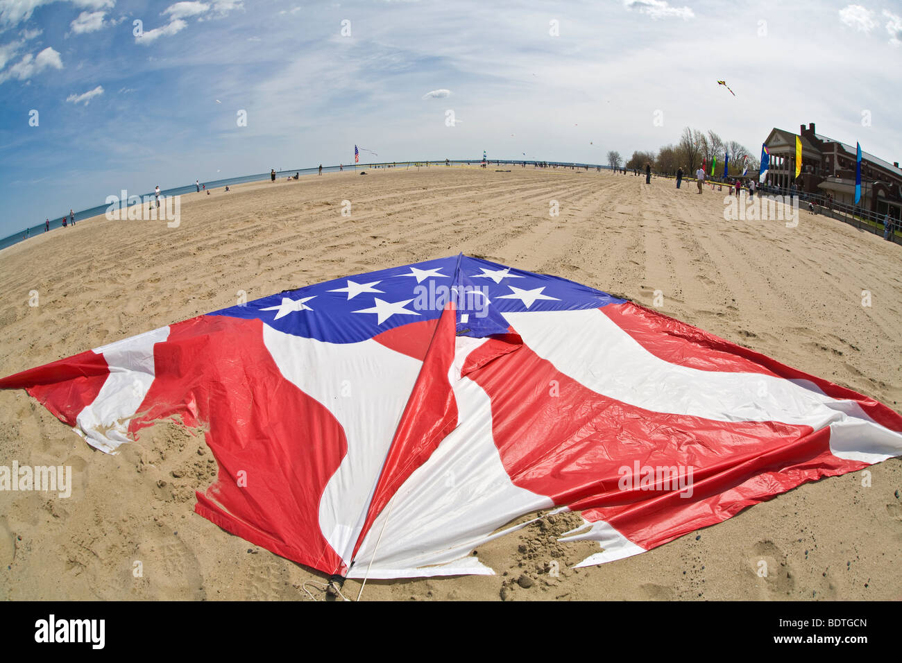 American flag kite on beach Stock Photo Alamy