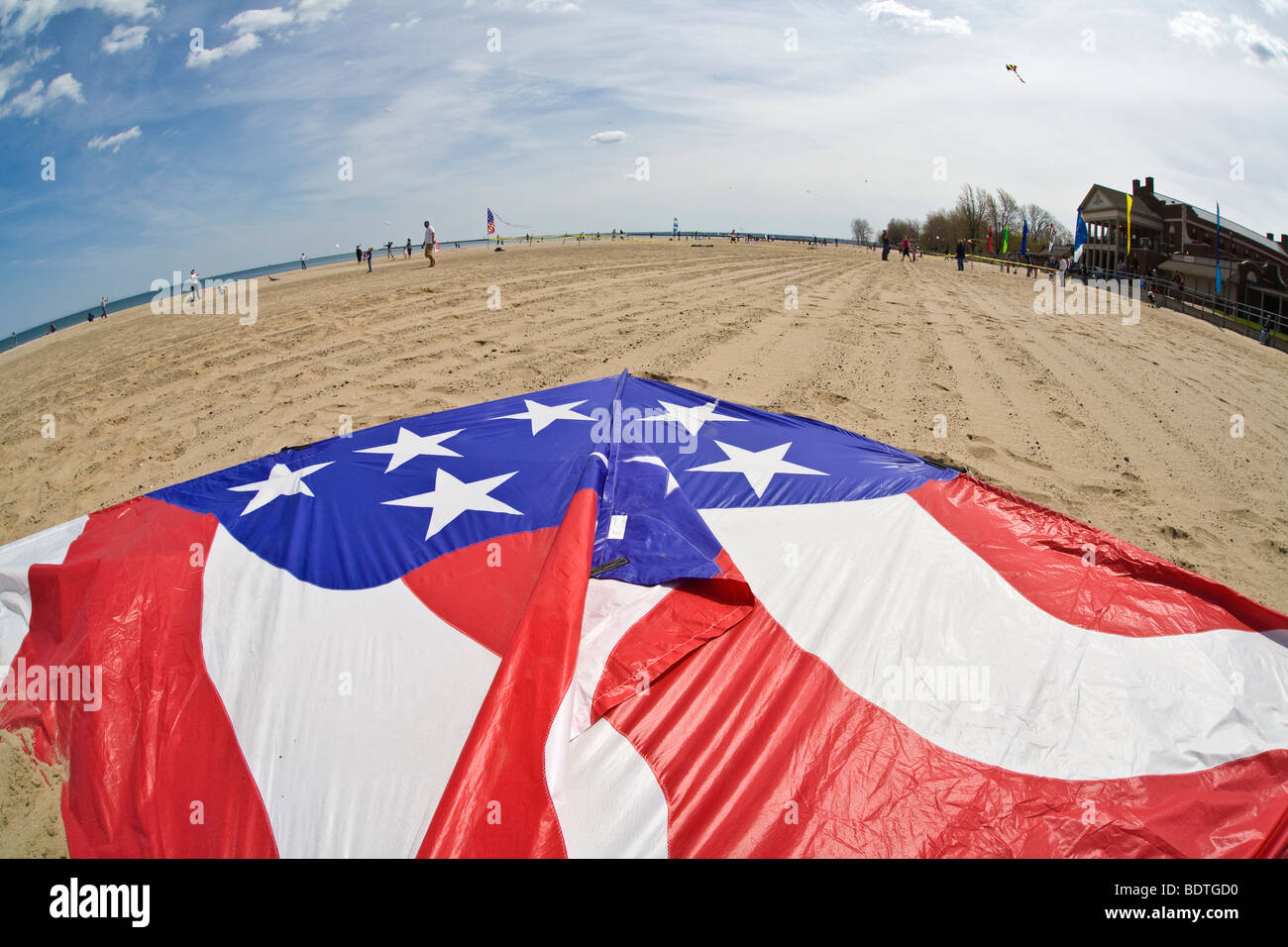 American flag kite on beach Stock Photo Alamy