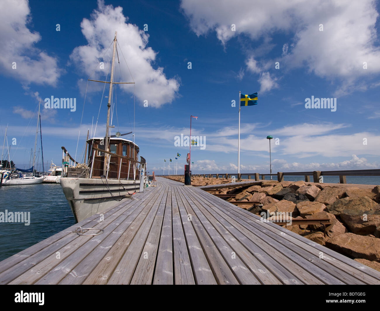 The Oresunde yacht harbour in Båstad, Sweden. Stock Photo