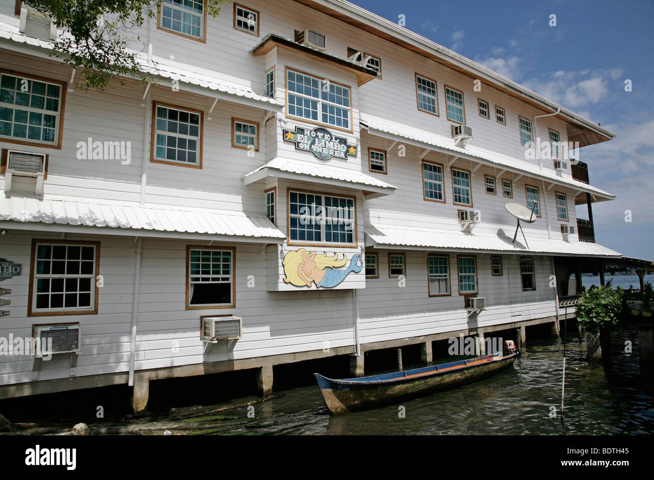 panama, bocas del toro, bocas town hotel el limbo  traditional harbor house central latin america Stock Photo