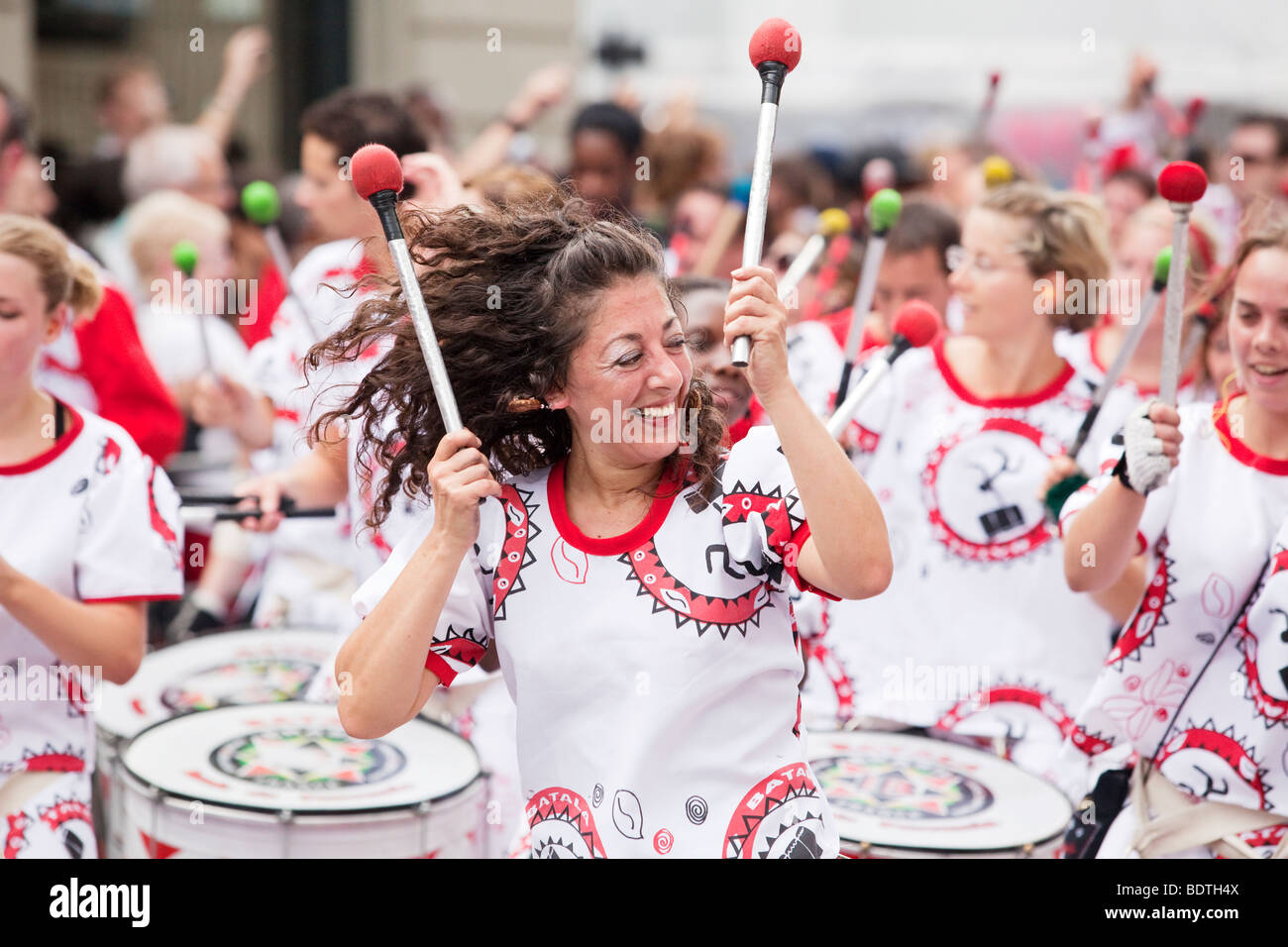 Drummers at The Notting Hill Carnival in London Stock Photo