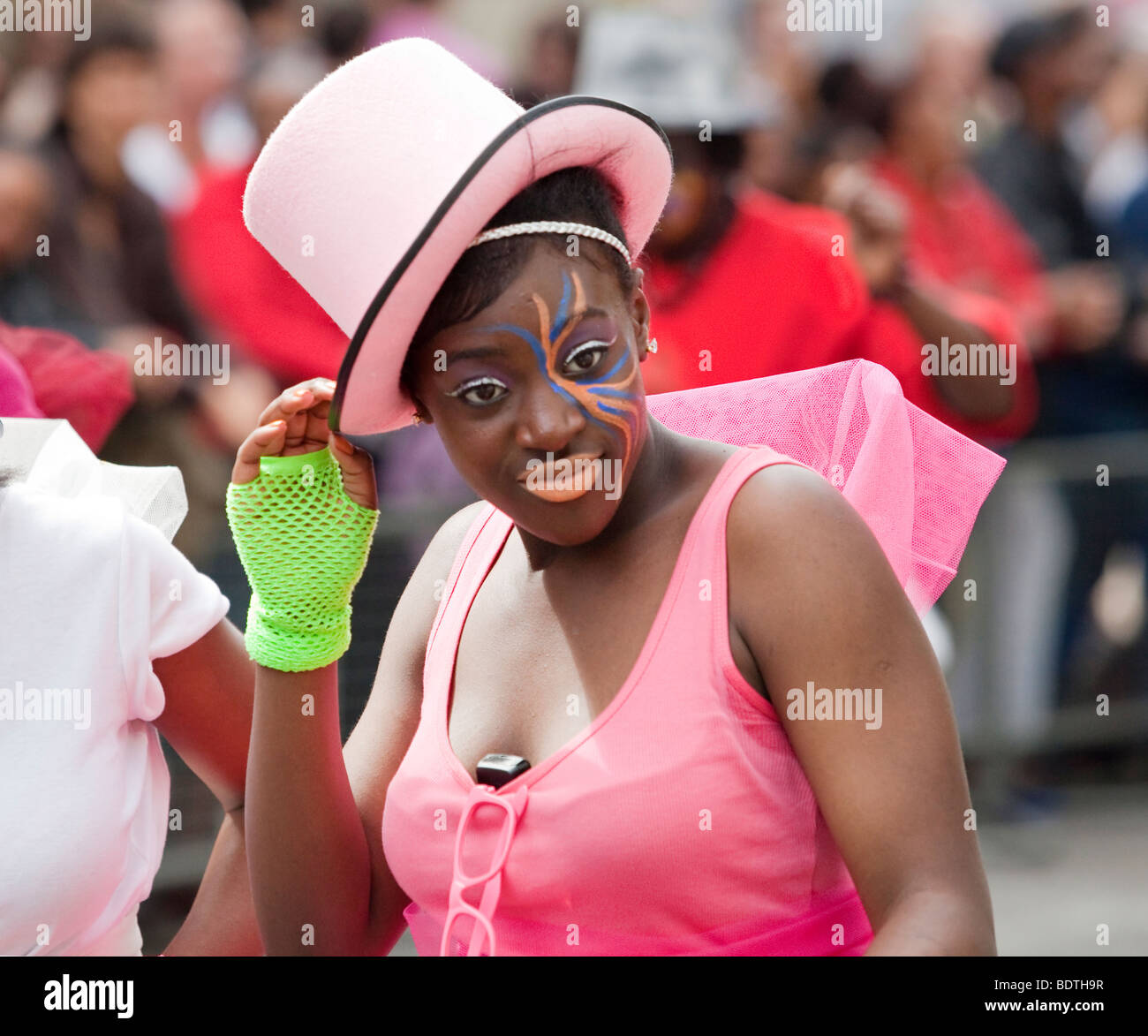 A performer at The Notting Hill Carnival in London Stock Photo