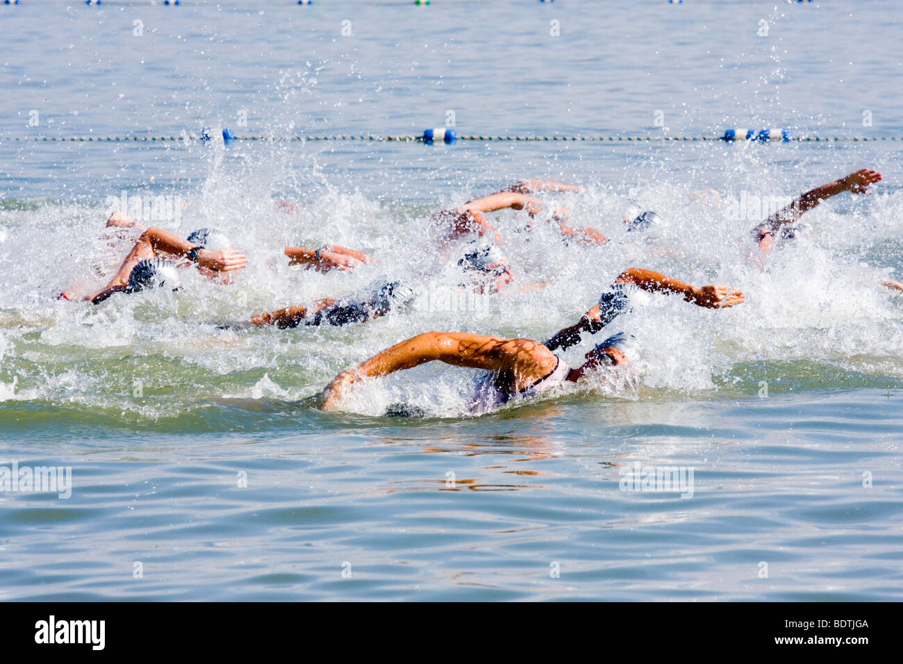 Swim Start at the Boulder Peak triathlon Stock Photo Alamy