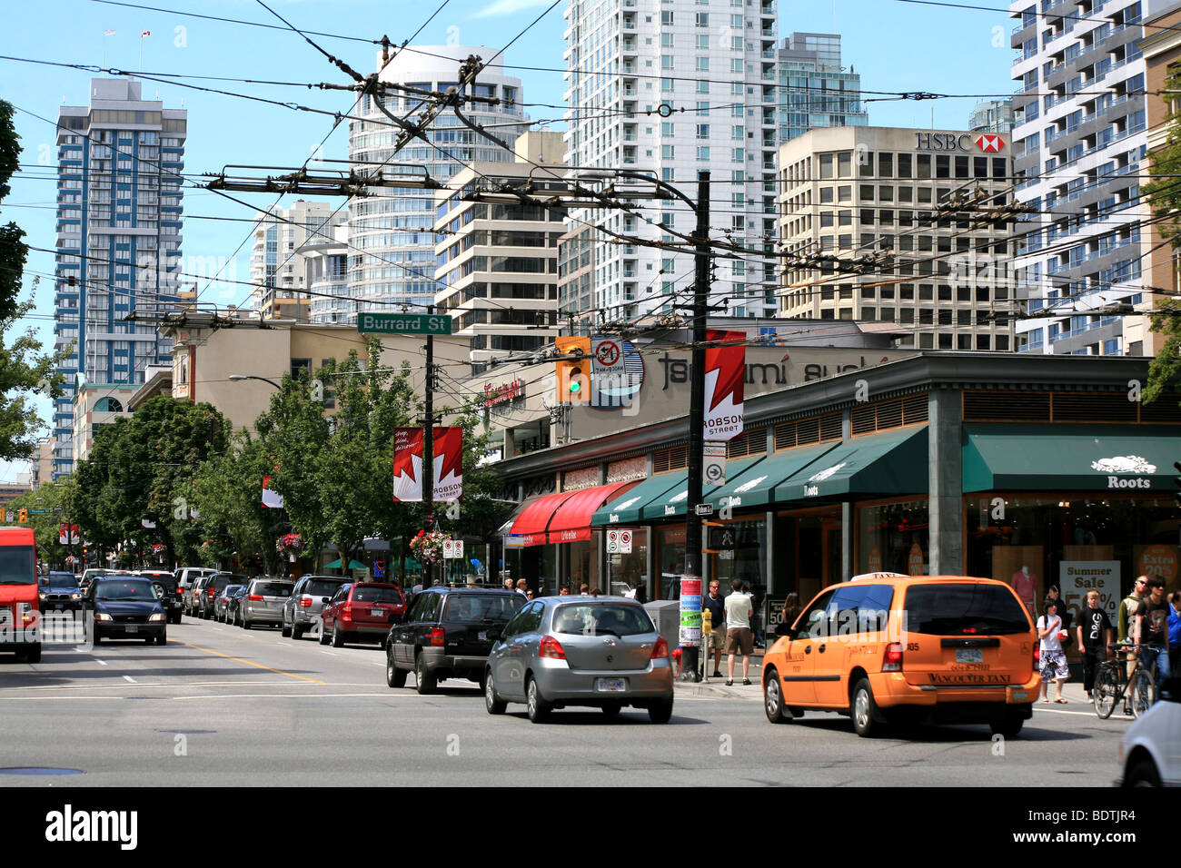 Robson Street, Downtown Vancouver - BC, Canada Stock Photo