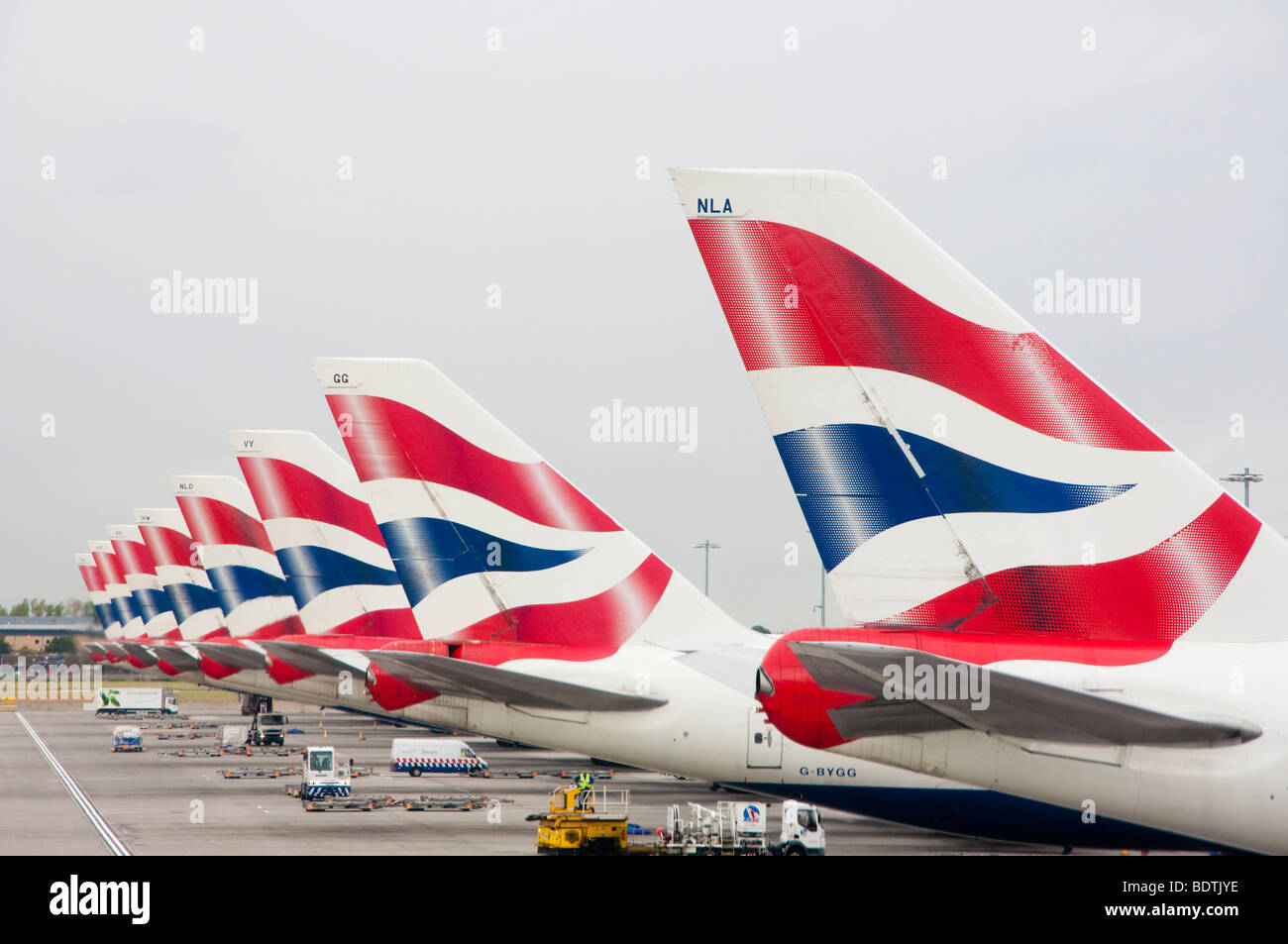 British Airways Tail Fins Stock Photo