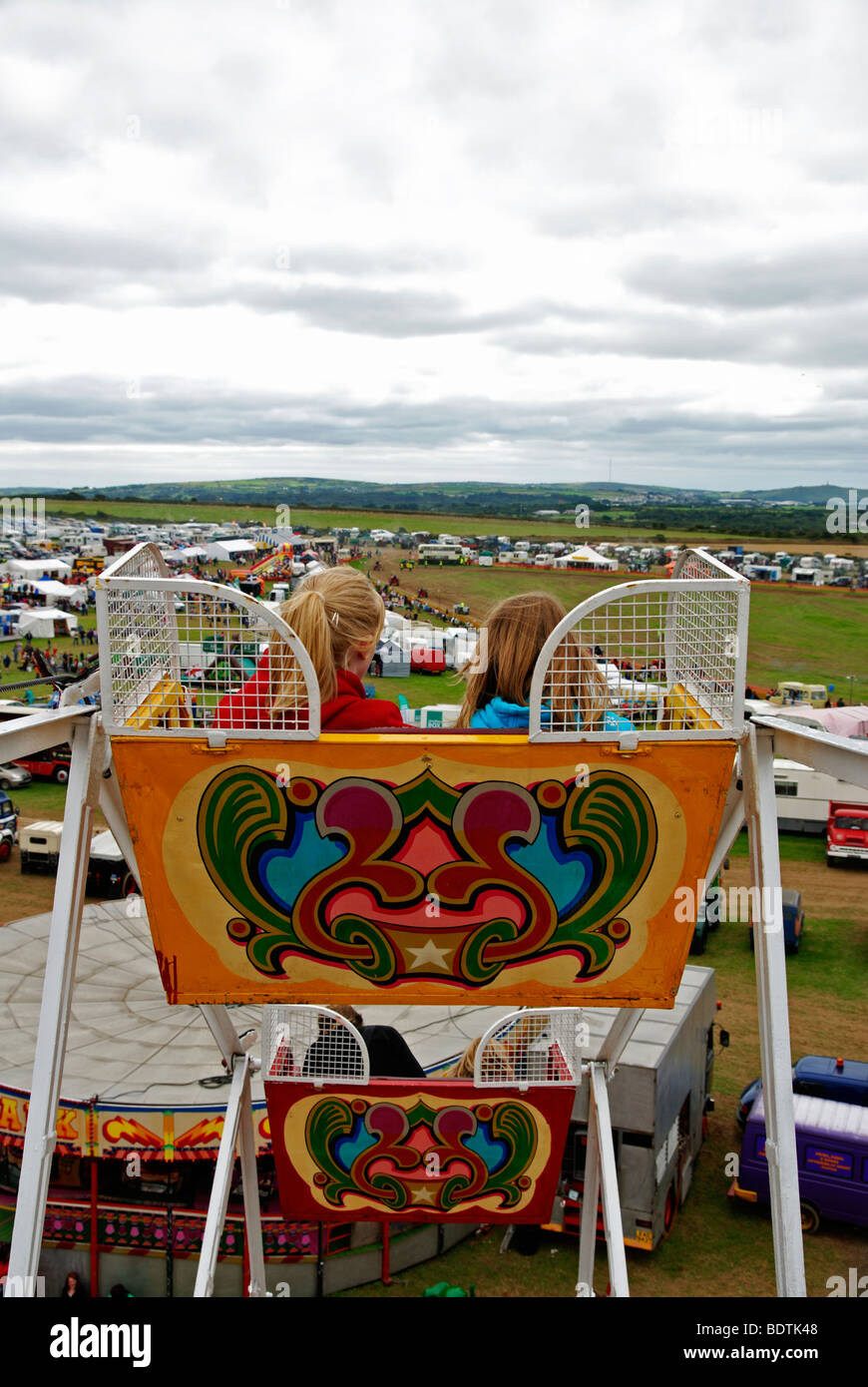 a view from the top of a ferris wheel at the fairground, uk Stock Photo