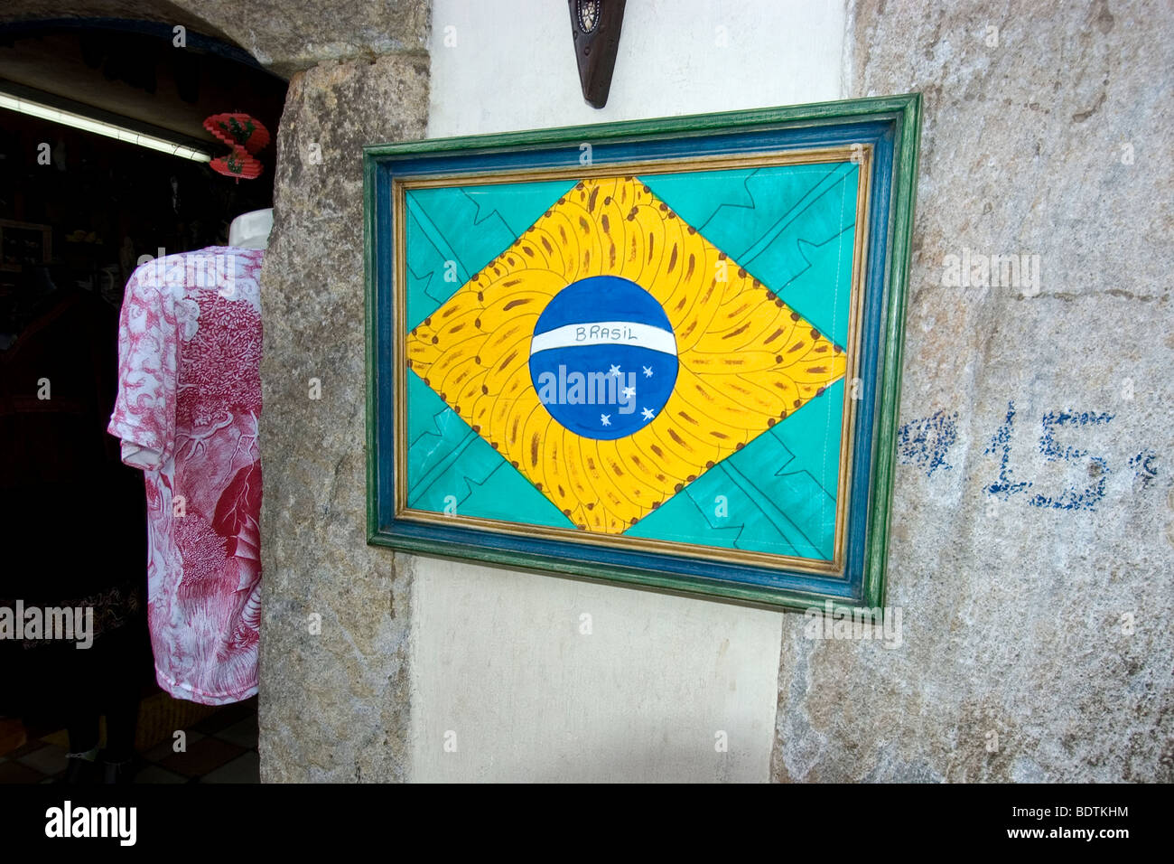 Brazilian flag, Ouro Preto, Minas Gerais, Brazil Stock Photo