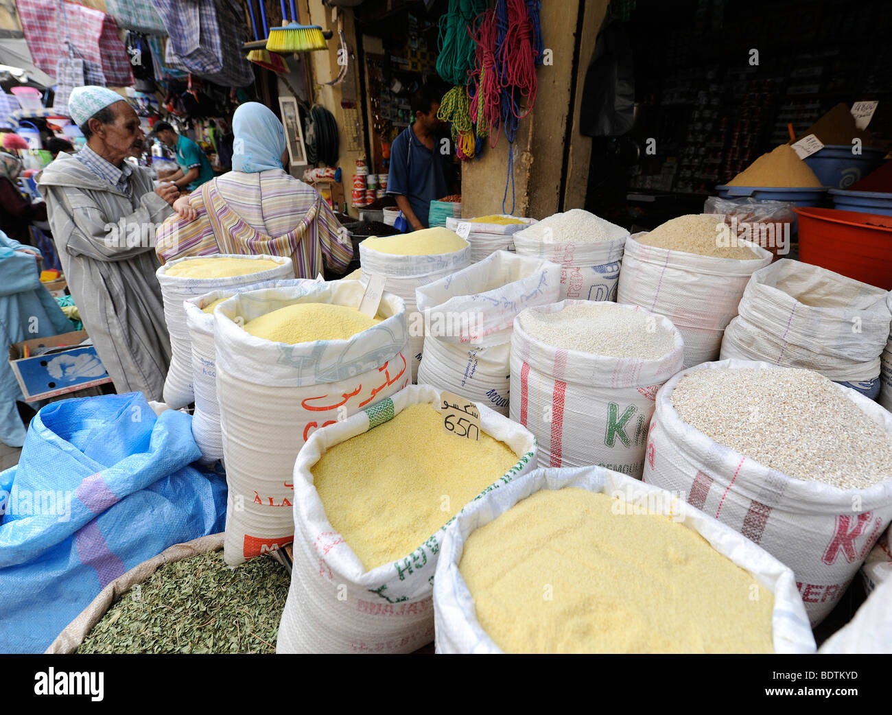 Spices in the streets at the Medina in Fes/Fez pictured on August 20, 2009 in Morocco in northern Africa. Stock Photo