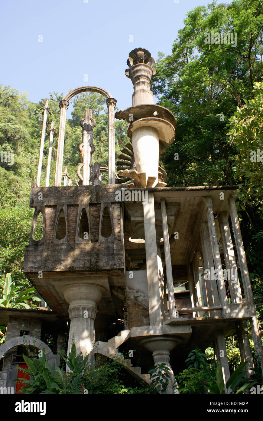 Side view of the Cinema at Las Pozas, the surrealistic sculpture garden created by Edward James near Xilitla, Mexico Stock Photo