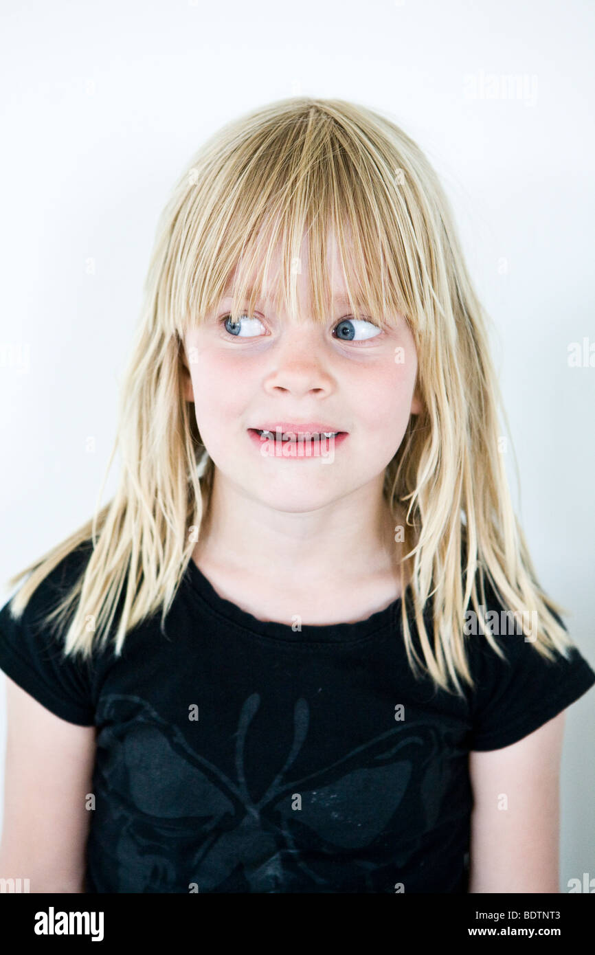 A little girl looking to the right Stock Photo