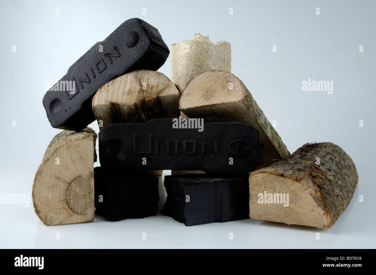 Lignite briquettes, close-up stock photo