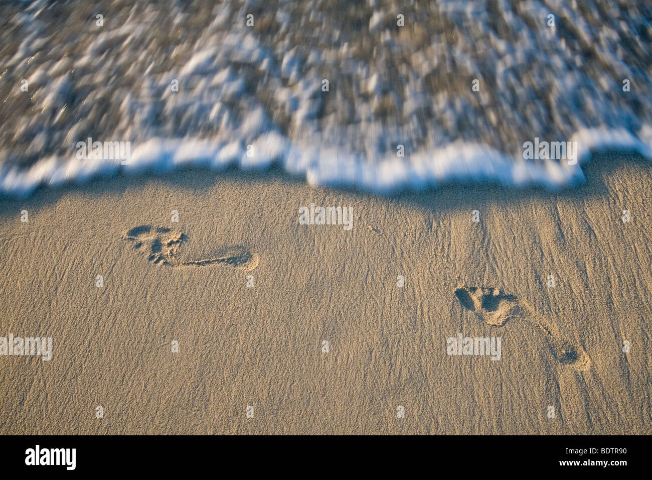 Fussspuren am Strand, footprints, beach, Nosy Nato, Madagascar, Africa Stock Photo