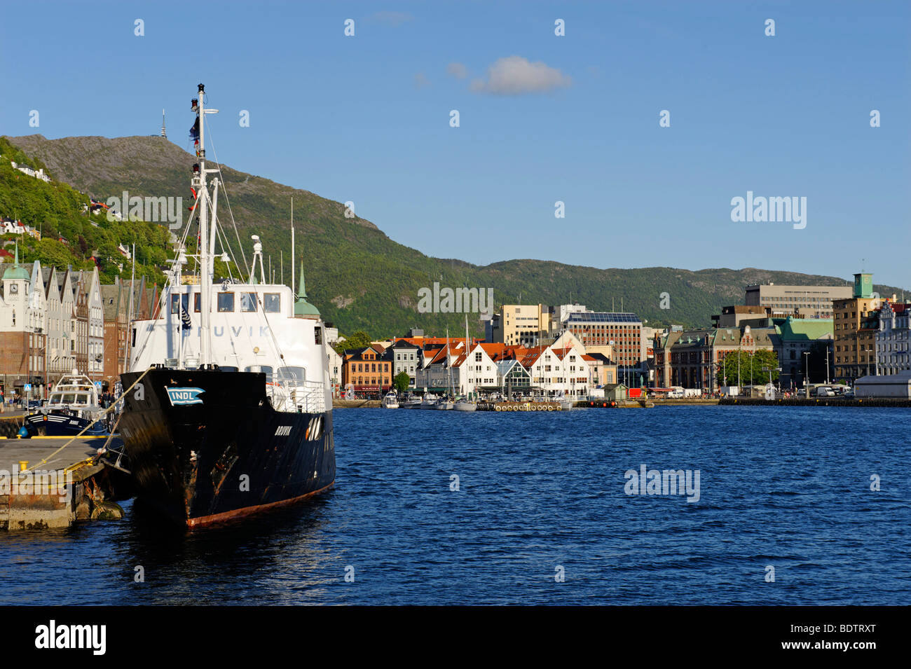 City harbour Vagen, Bergen, Norway, Europe Stock Photo