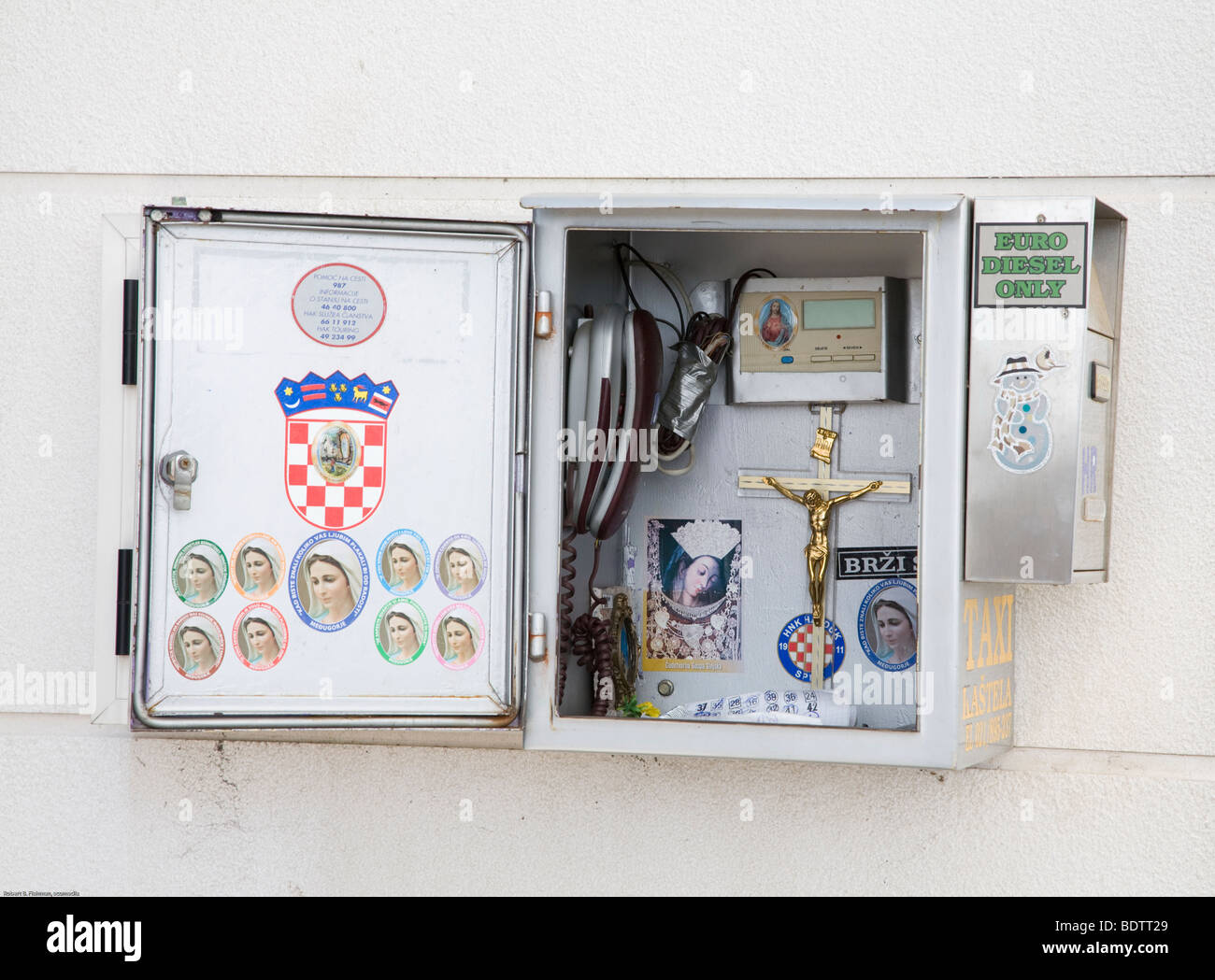 phone box at the wall, split, kroatien, croatia, Stock Photo