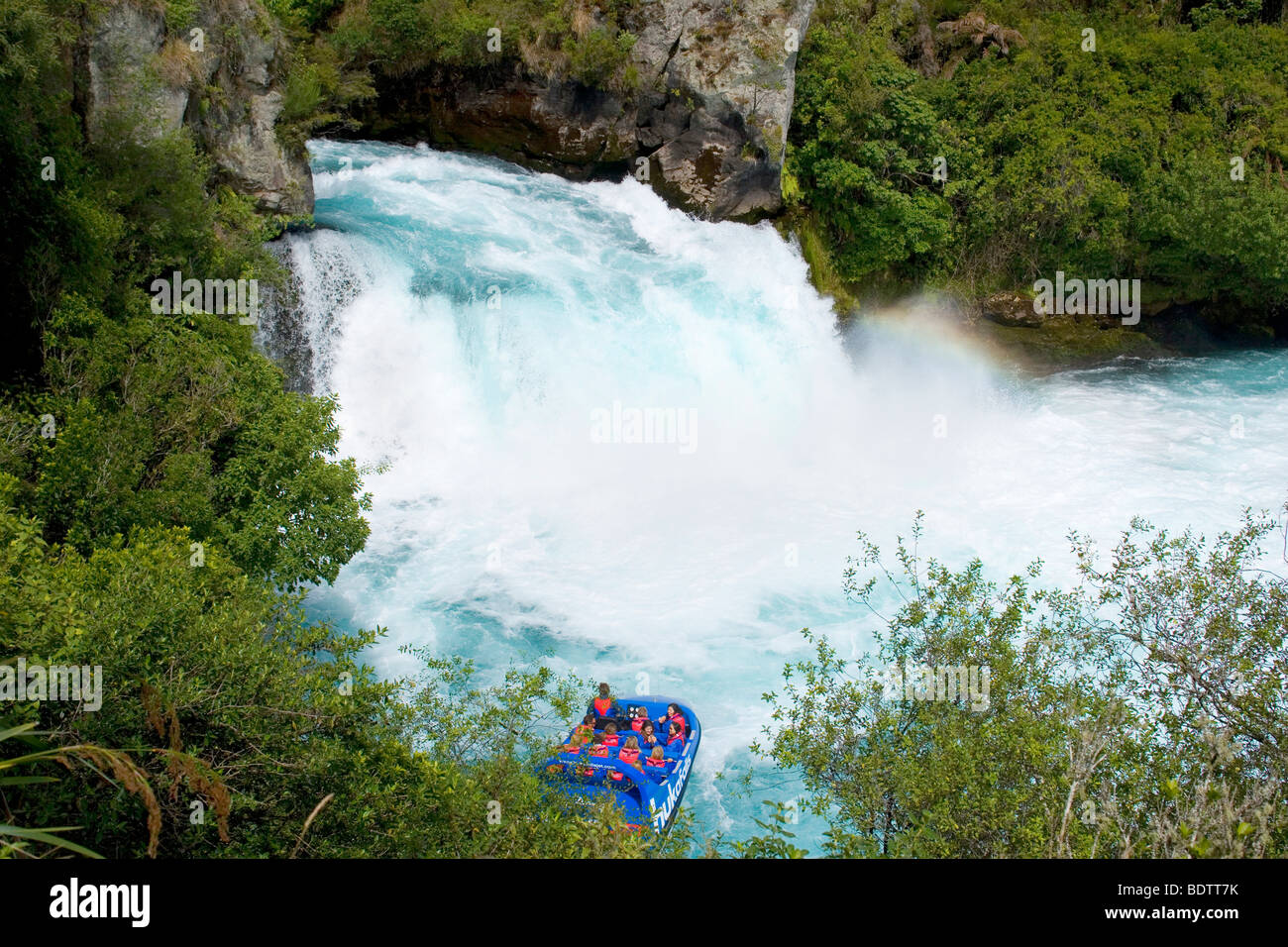 Huka Falls, water masses of Waikato river rushing down Huka Falls