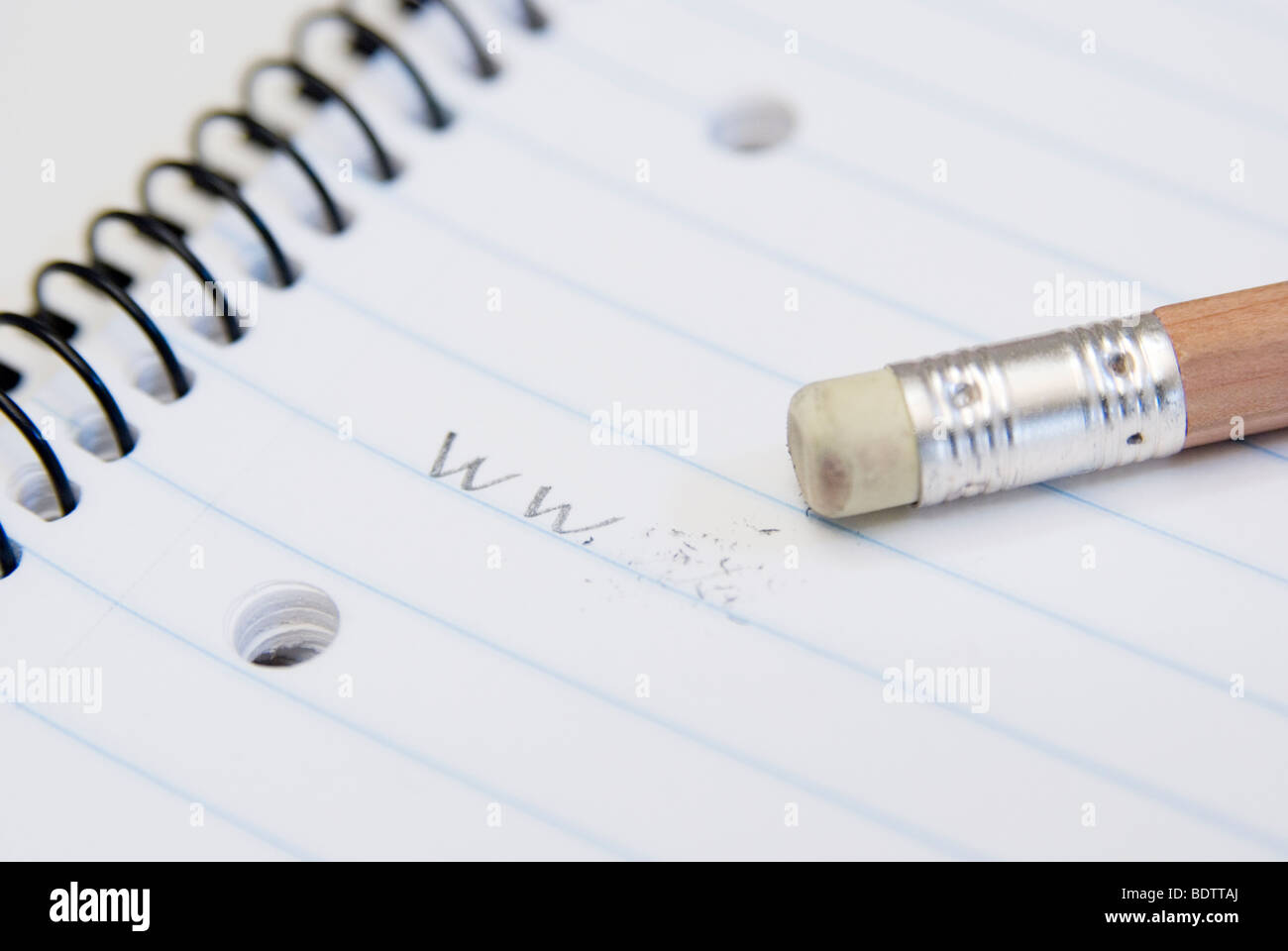 pencil erasing mistake Stock Photo Alamy