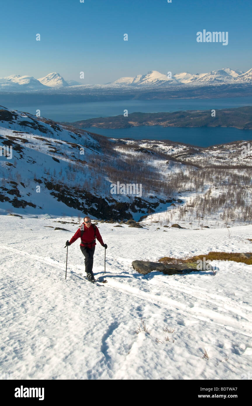 skitourengeher, ofotfjorden, narvik, nordland, norwegen, ski touring, norway Stock Photo