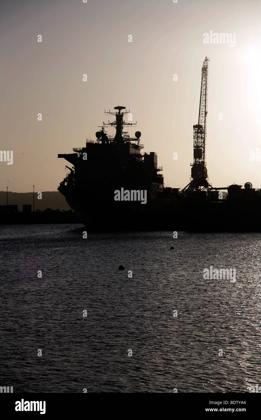 Royal Fleet Auxiliary ship docked in Falmouth harbour, Cornwall Stock Photo