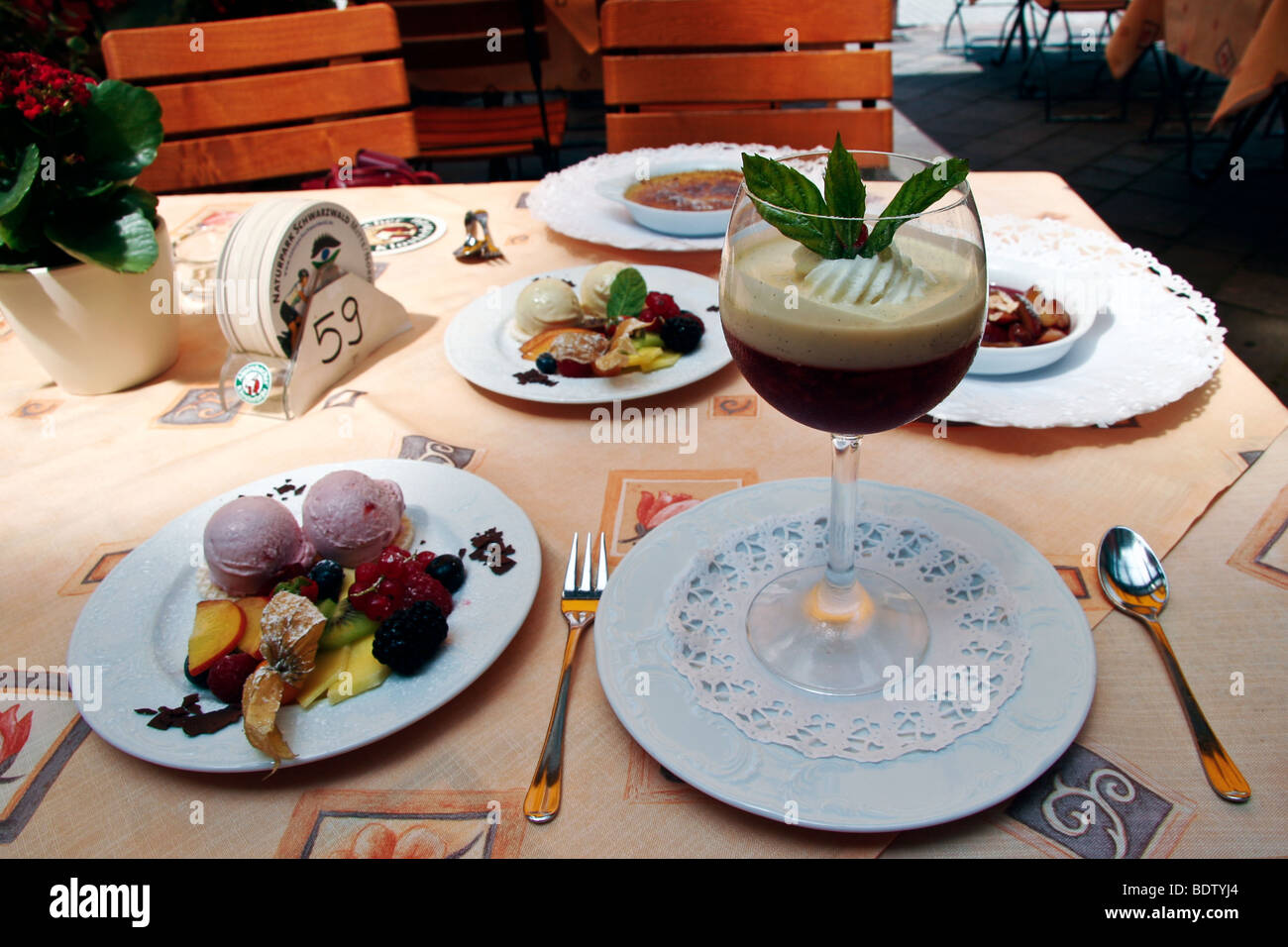 Cordon bleu dessert course at a restaurant in Ihringen Stock Photo