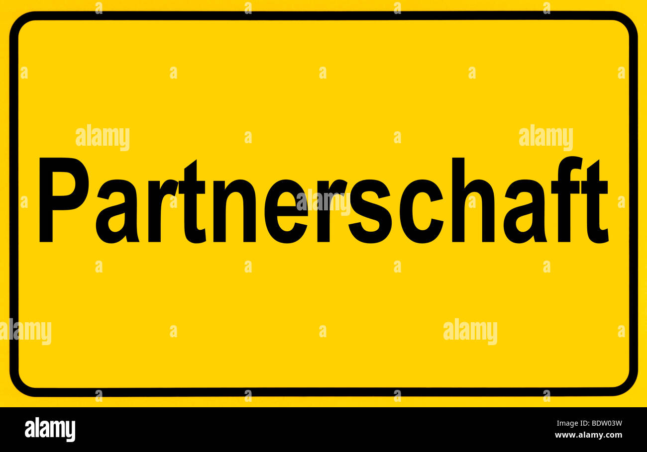 Local Partnerships Sign Sign city limits, symbolic image for the start of a partnership Stock ...