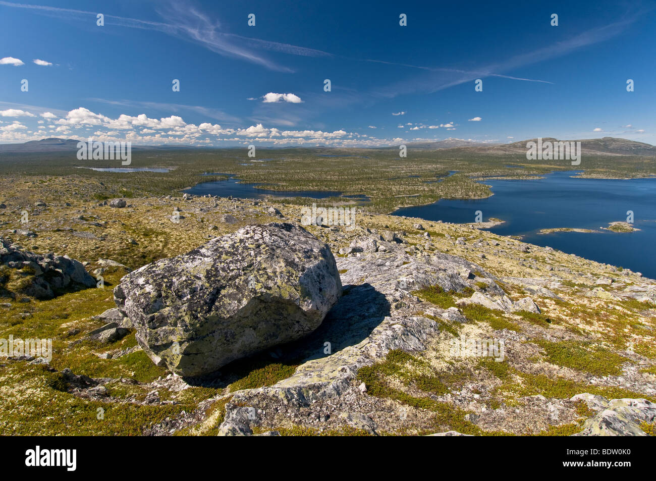 view to the femundsmarka np, norway and lake rogen in sweden Stock Photo