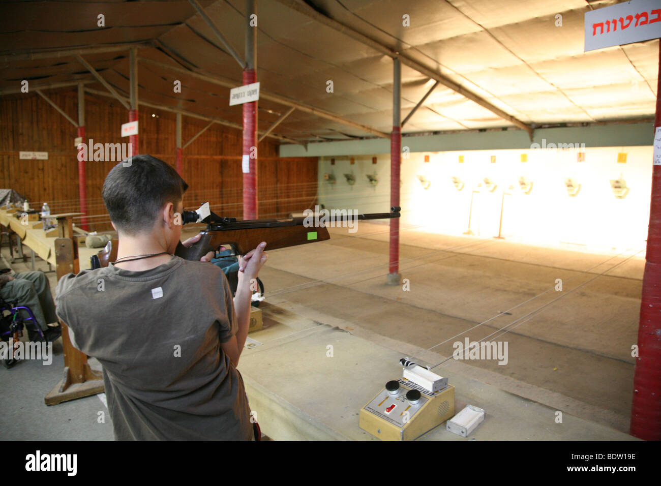 shooting sports at shooting range in degania bet, kibbutz, middle east, asia Stock Photo