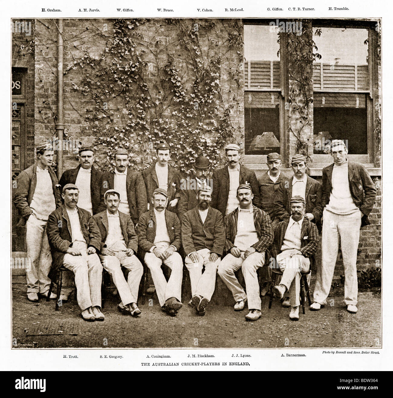 Australian Cricketers, 1893 photograph of the Aussie cricket team in England for the Ashes series Stock Photo