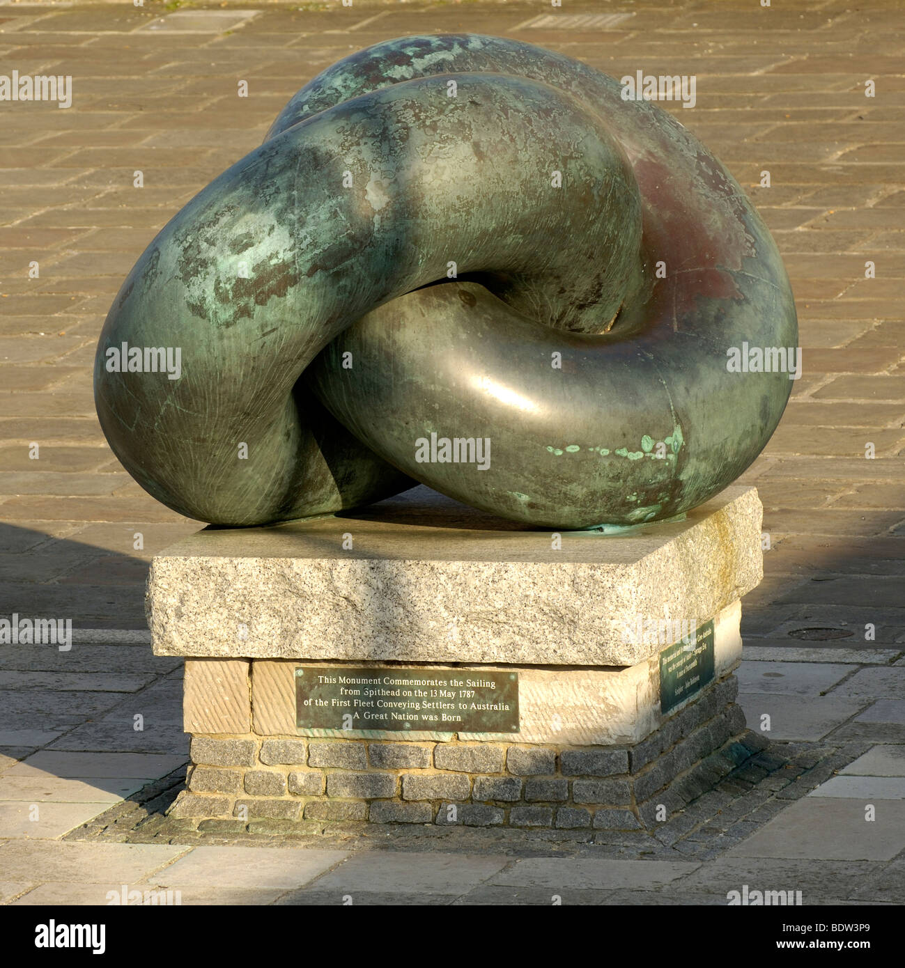 The Britain and Australia "Bonds of Friendship" sculpture, Broad Street, Old Portsmouth, Hampshire, England, UK. Stock Photo