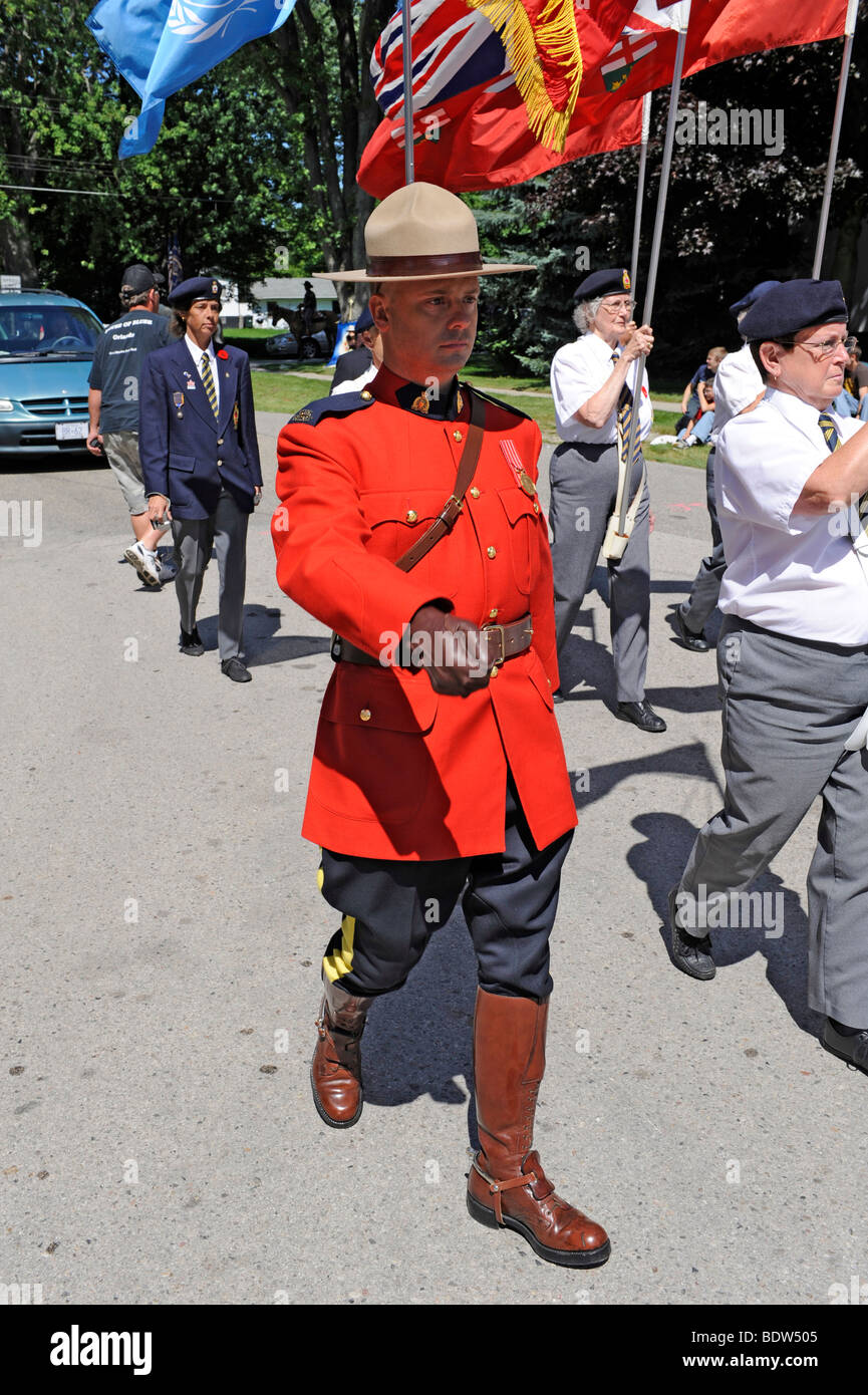 Canadian Mounties In Uniform In Patriotic Parade Stock Photo Alamy