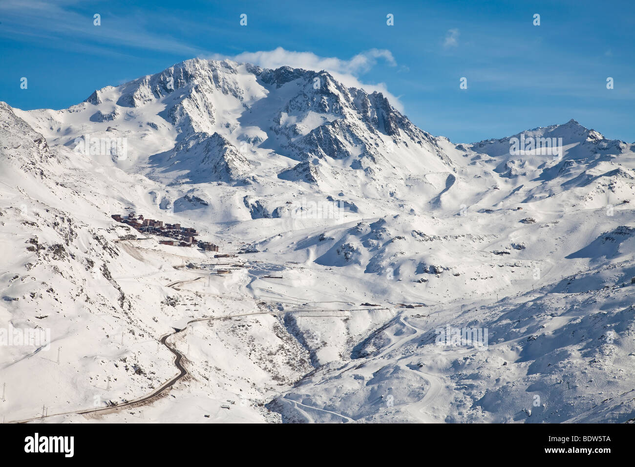 Val Thorens ski resort (2300m) in the Three Valleys, Les Trois Vallees, Savoie, French Alps, France Stock Photo
