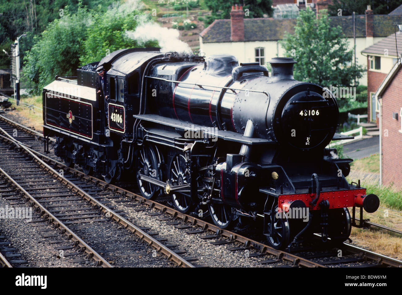 British Railway steam locomotive 43106 on the Severn Valley Railway in ...