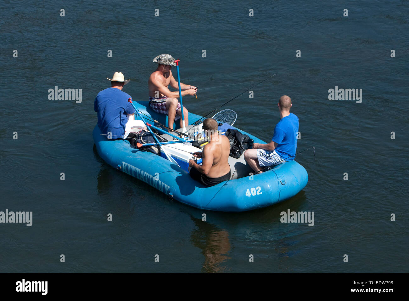 People on a float trip down the Delaware River. Raft, float, rubber