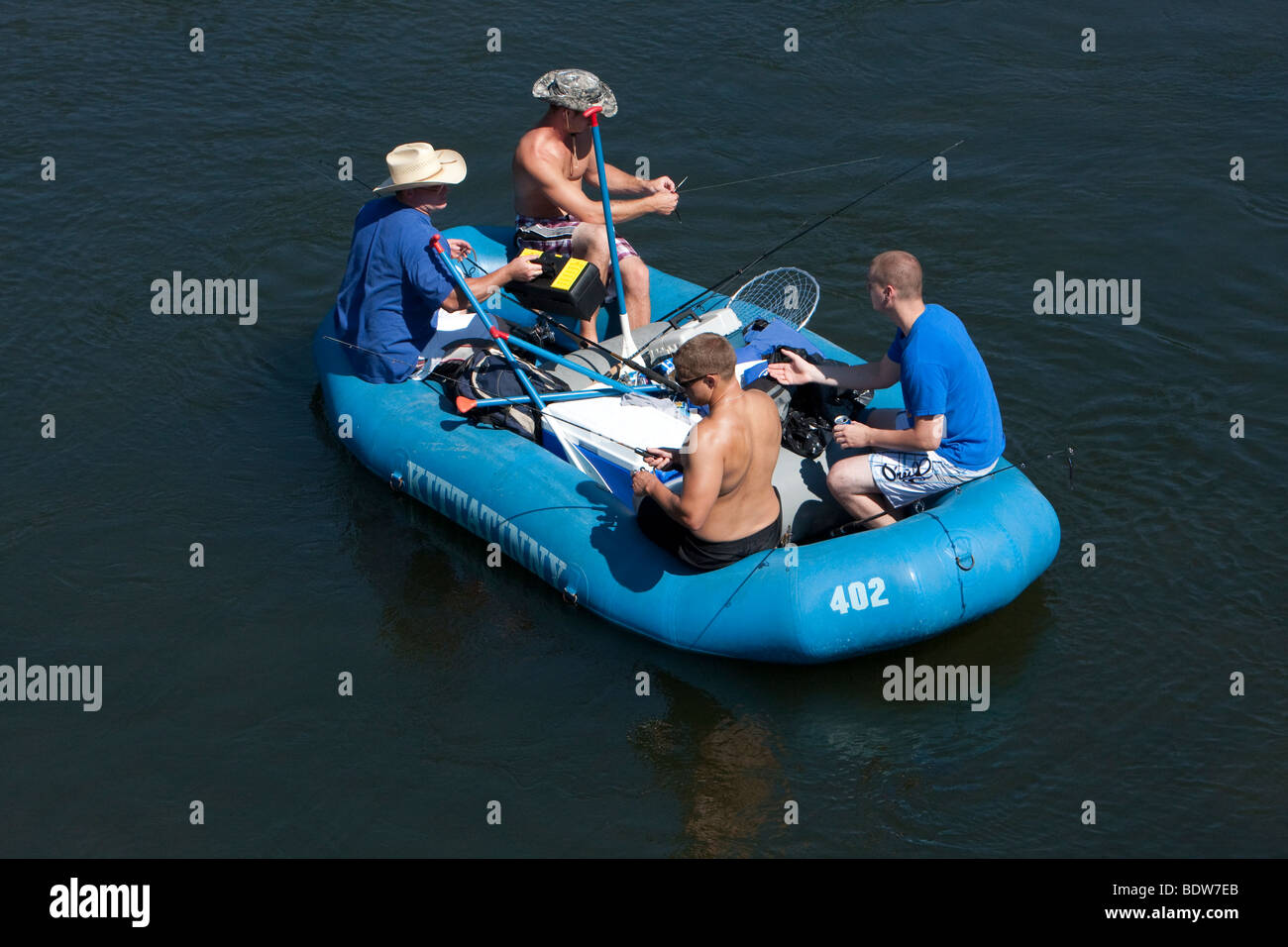 People on a float trip down the Delaware River. Raft, float, rubber