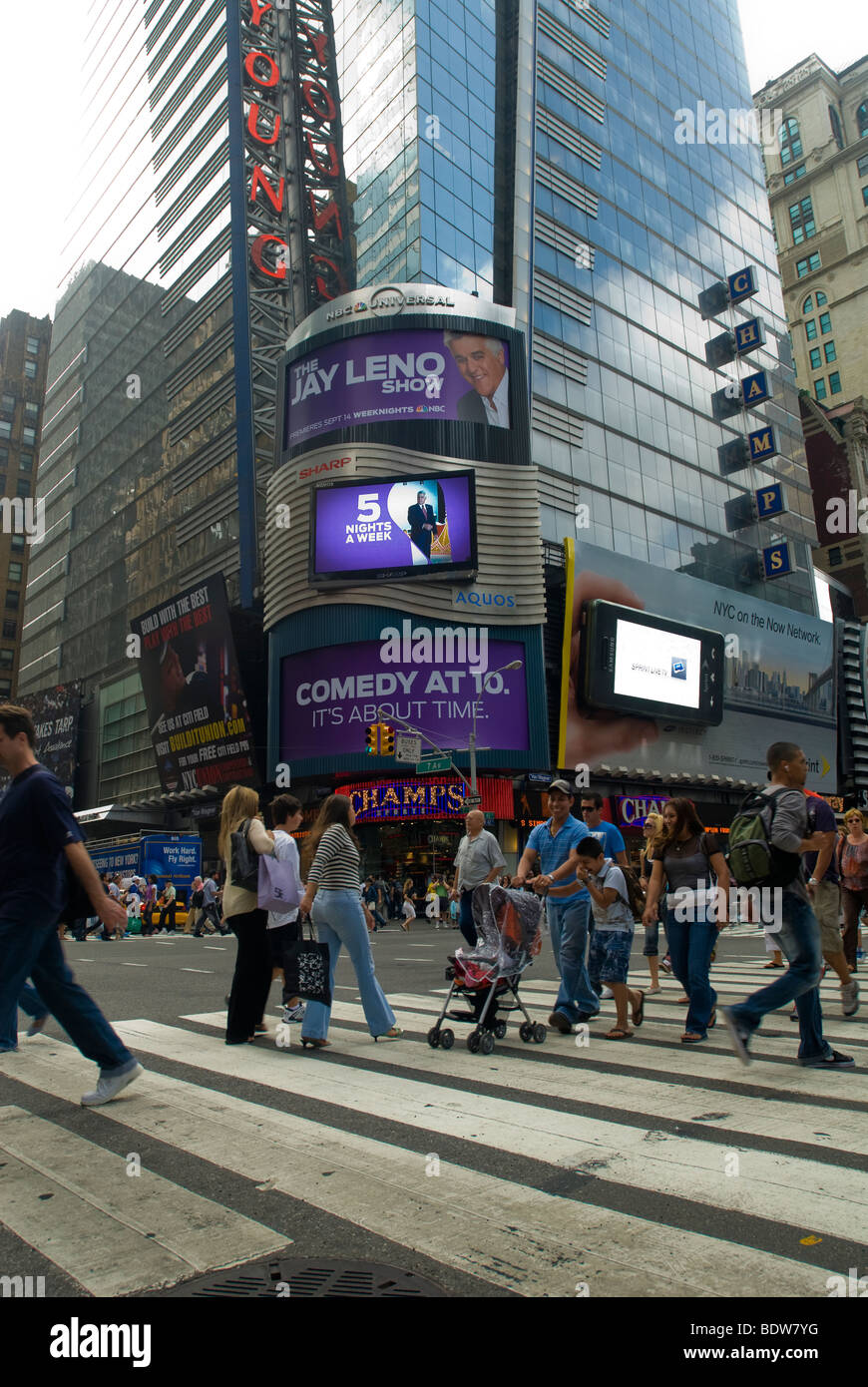 Advertising for the NBC television program, The Jay Leno Show on a billboard in Times Square in New York Stock Photo