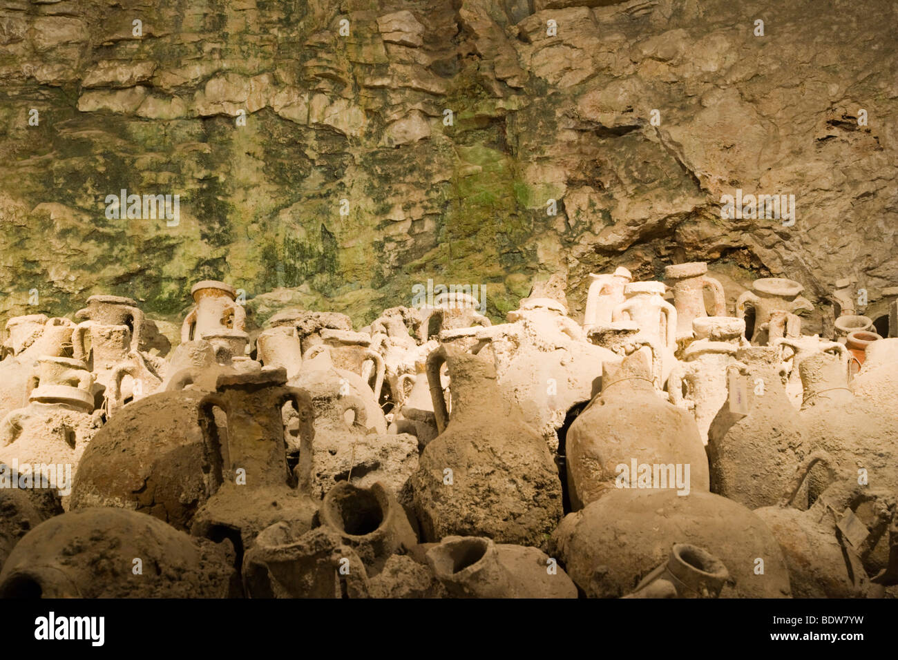 Amphoras, Pula Arena interior, Roman amphitheatre, Pula, Istria, Croatia, Europe Stock Photo