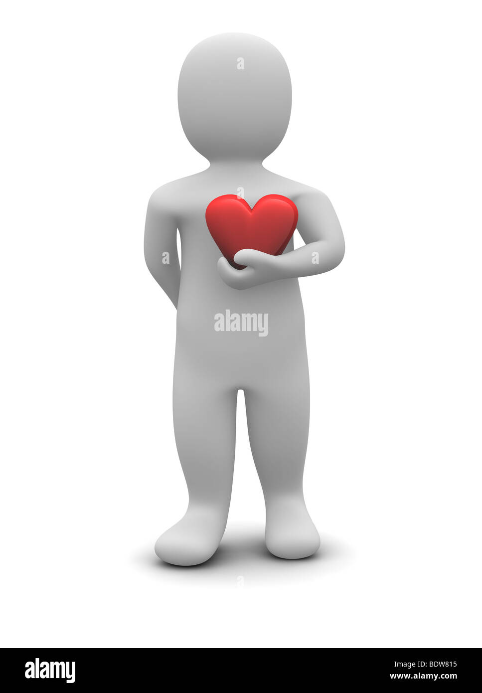 Man and red glossy heart Stock Photo - Alamy