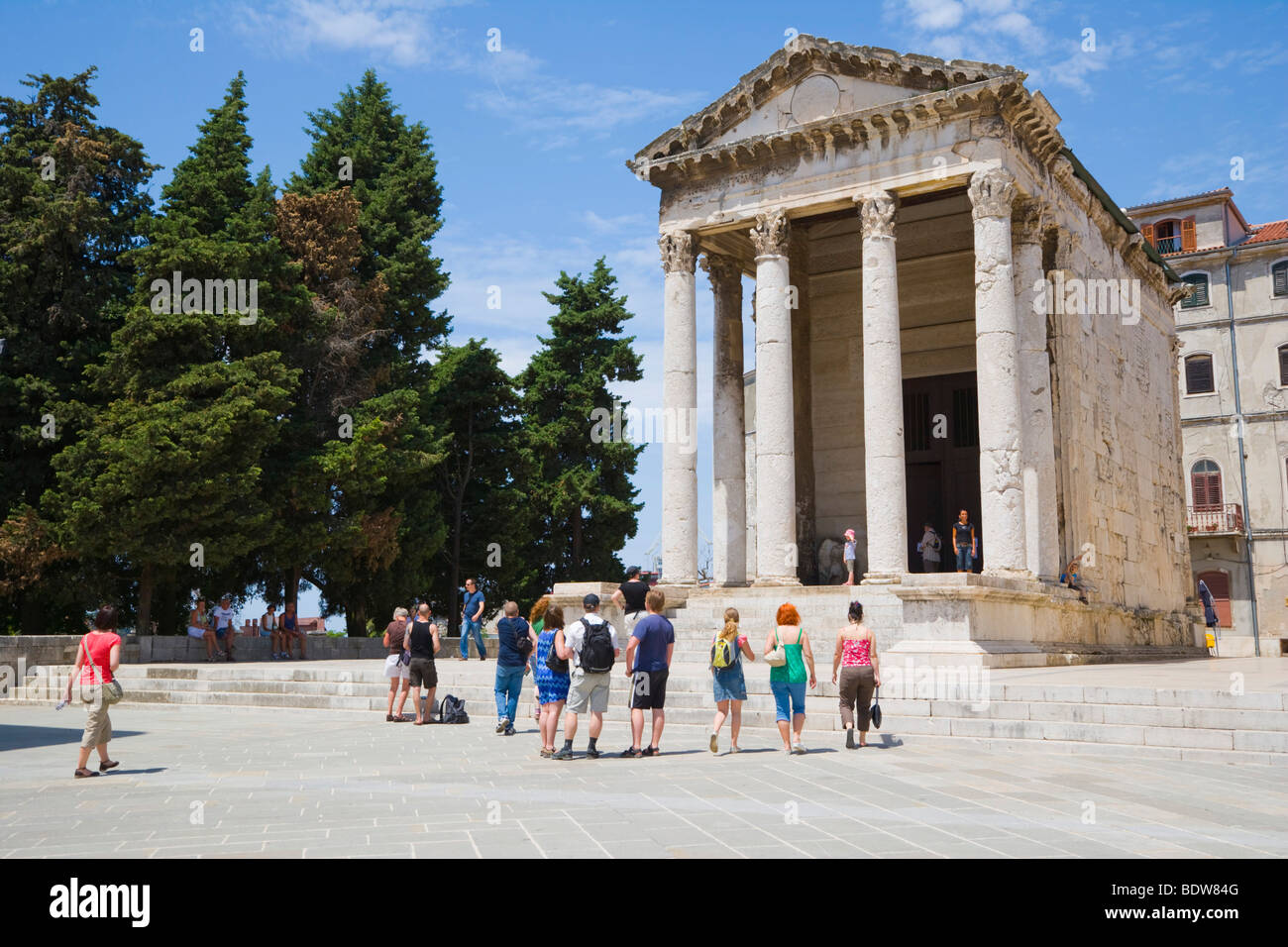 Temple of Augustus, Augustov hram, Forum Square, Pula, Istria, Croatia, Europe Stock Photo