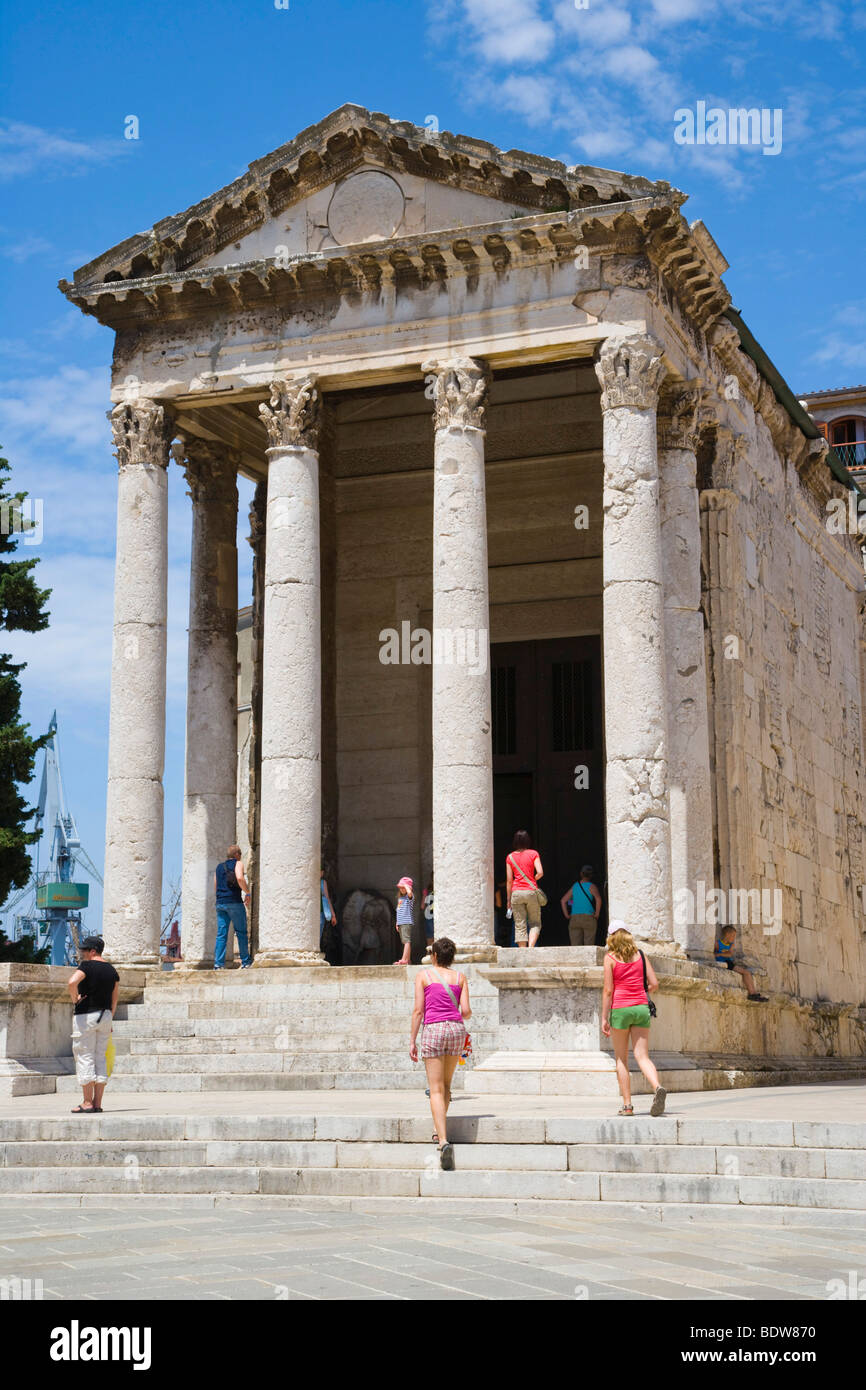 Temple of Augustus, Augustov hram, Forum Square, Pula, Istria, Croatia, Europe Stock Photo