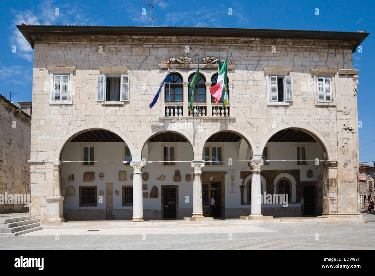 Communal Palace, city hall, Forum Square, Pula, Istria, Croatia, Europe Stock Photo