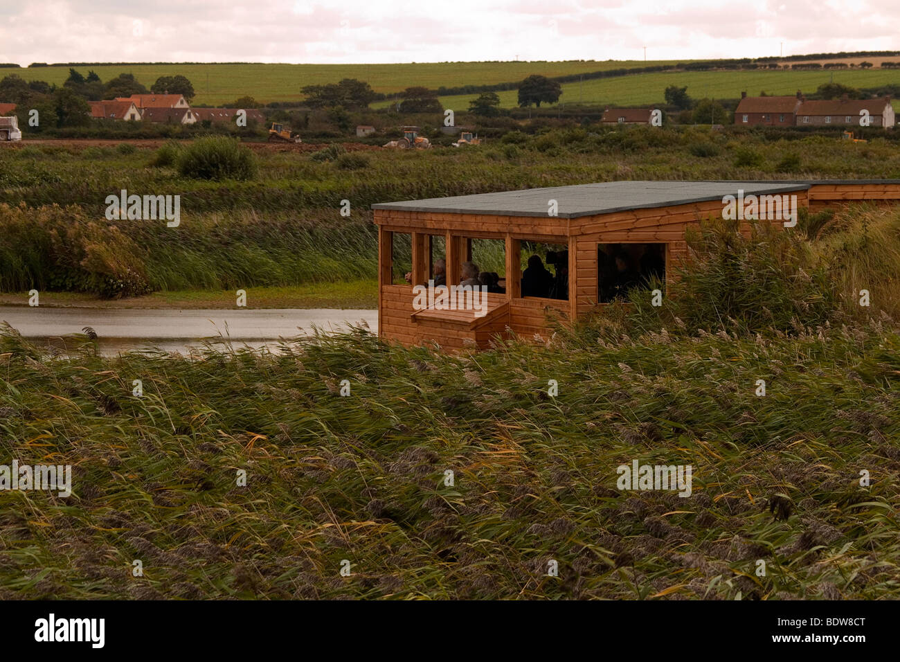 The popular Island Hide on the RSPB reserve at Titchwell Norfolk Stock Photo