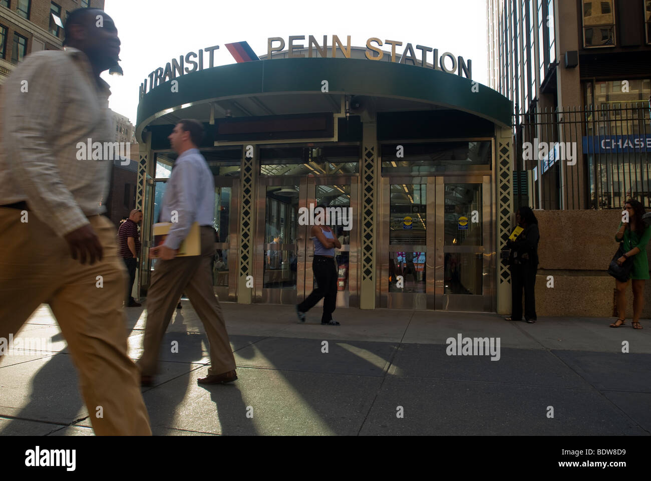 Commuters and other travelers use the new NJ Transit entrance to Penn