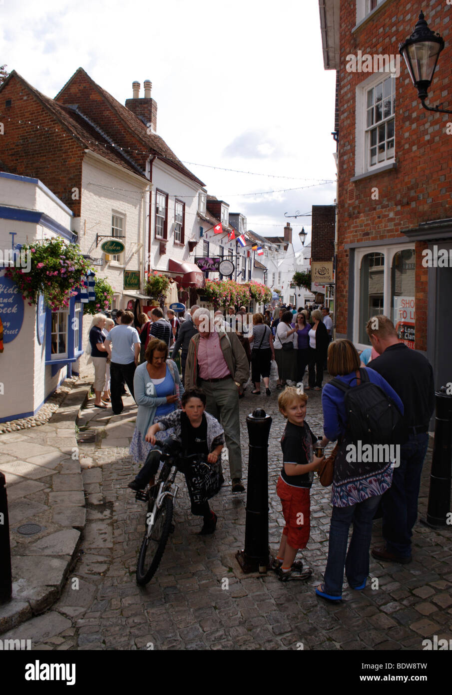 People shopping at Quay Street Lymington Hampshire Stock Photo