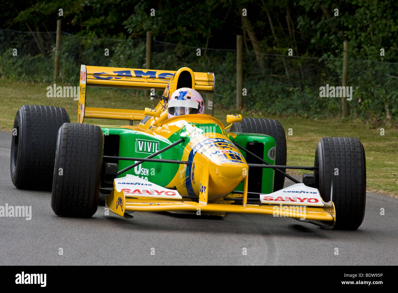 1992 Benetton-Ford B192 F1 car on the hillclimb at the 2009 Goodwood Festival of Speed, Sussex, UK. Driver: Lorina McLaughlin Stock Photo