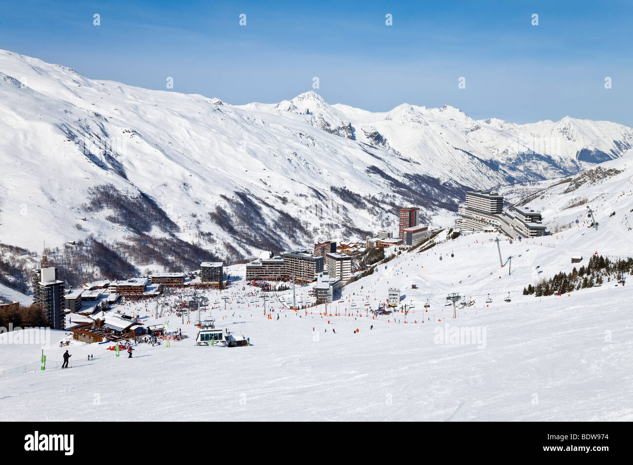 Les Menuires ski resort (1800m) in the Three Valleys, Les Trois Vallees