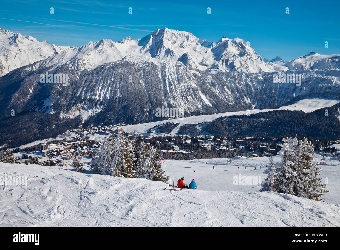 Ski Pistes in Courchevel 1850 ski resort in the Three Valleys, Les Trois Vallees, Savoie, French