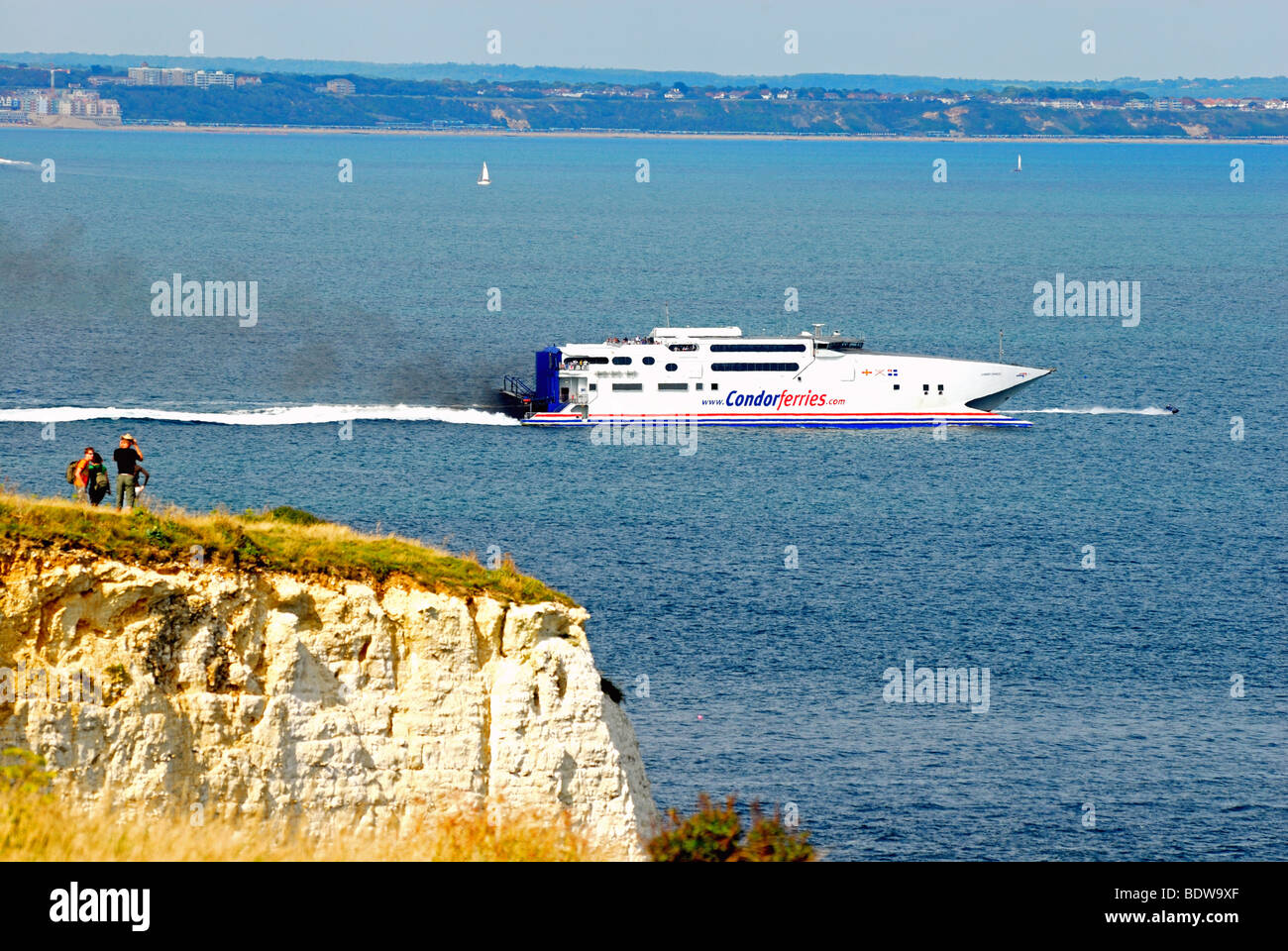 Condor Ferry leaving Poole Harbour Dorset Stock Photo