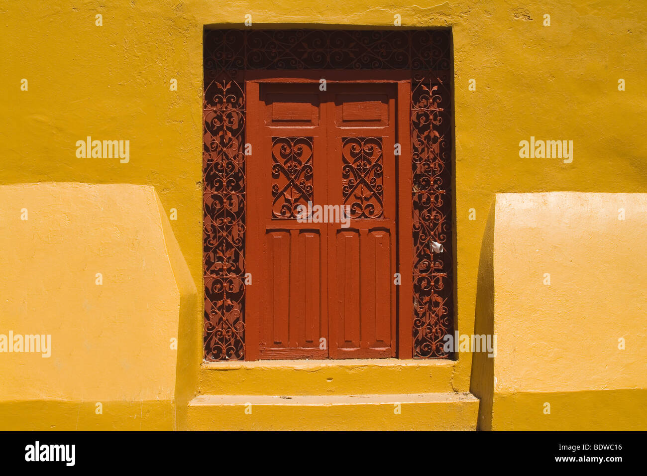 Campeche, Walls, doors and windows, Province of Campeche, Yucatan peninsula, Mexico Stock Photo