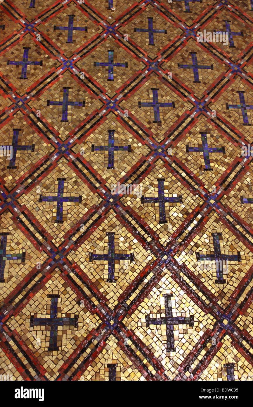 Old Byzantine style glass with gold mosaic tiles Stock Photo