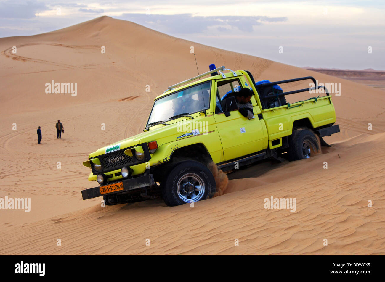 Dune bashing in the sand dunes of the Sahara desert, Libya, Africa Stock Photo